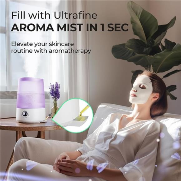 Small Humidifiers for Baby Bedroom Home, Cool Mist Top-Fill 3L 32H, Quiet 23dB - Picture 5 of 7